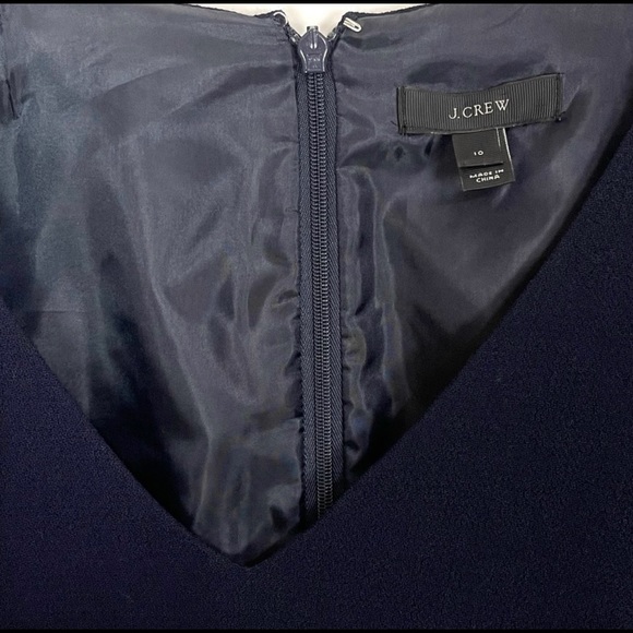 J. Crew Crepe Navy V-Neck Wool Dress - Picture 3 of 4